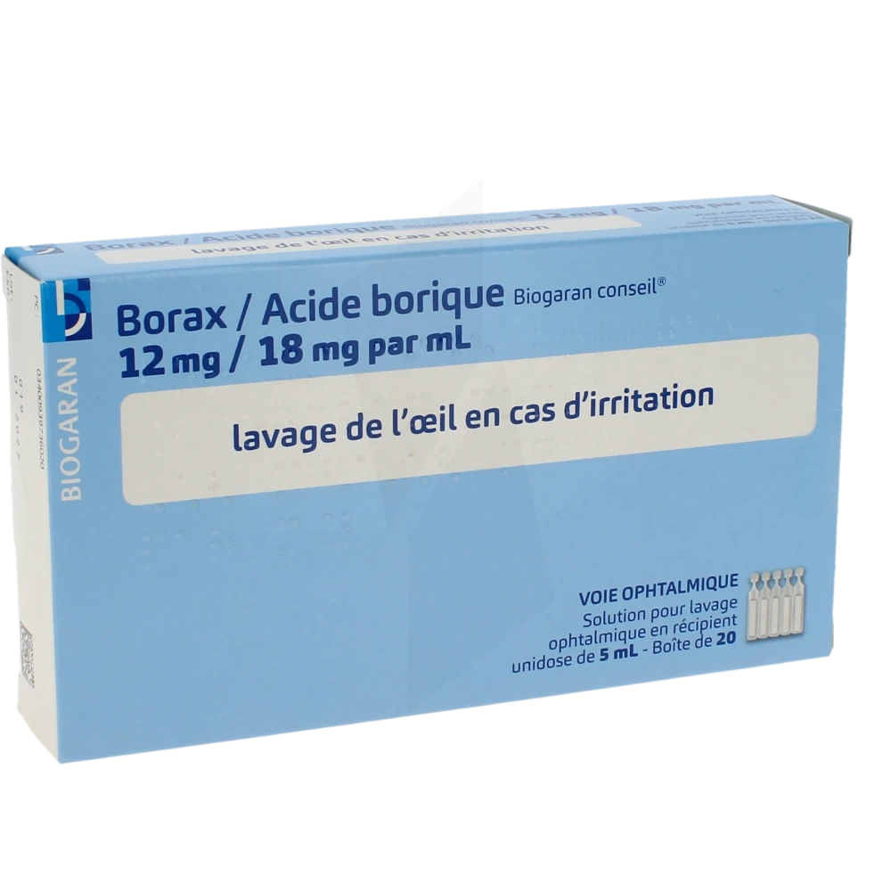Borax/acide Borique Biogaran Conseil 12 Mg/18 Mg Par Ml, Solution Pour Lavage Ophtalmique En Récipient Unidose