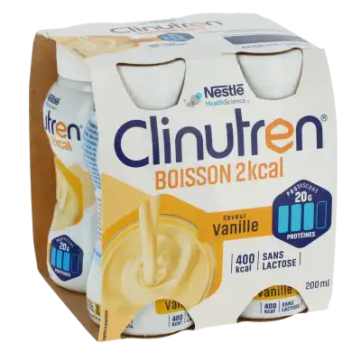 Clinutren Boisson 2 Kcal Nutriment Vanille 4 Bouteilles/200ml à Gourbeyre