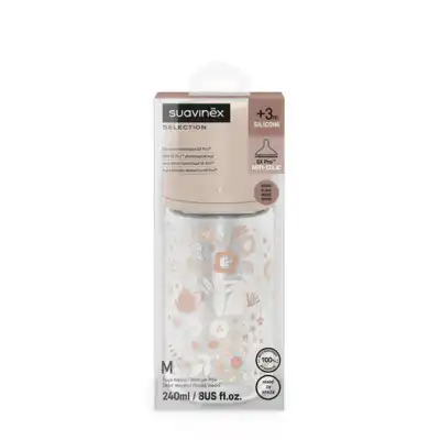SUAVINEX BIBERON VERRE 240ML SXPRO M ROSE