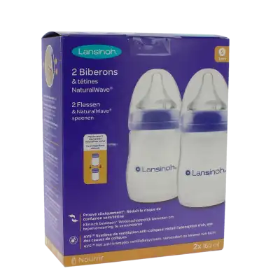 Natural Wave 2 Biberons et tétines - 1 Mois et + 160 ml