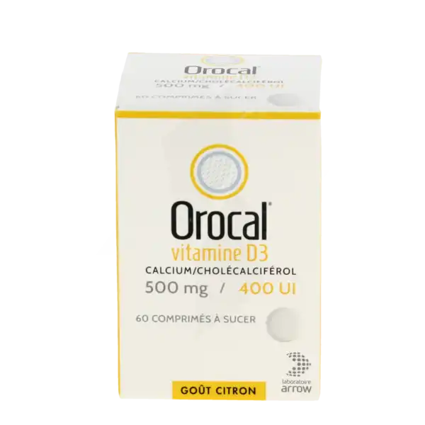 Orocal Vitamine D3 500 Mg/400 U.i., Comprimé à Sucer  Fl/60