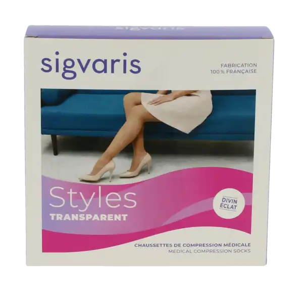 Sigvaris Styles Transparent Chaussettes  Femme Classe 2 Beige 140 Medium Normal