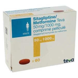 Sitagliptine/metformine Teva 50 Mg/1000 Mg, Comprimé Pelliculé