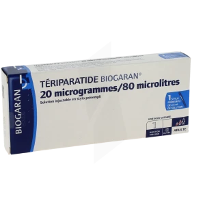 Teriparatide Biogaran 20 Microgrammes/80 Microlitres, Solution Injectable En Stylo Prérempli
