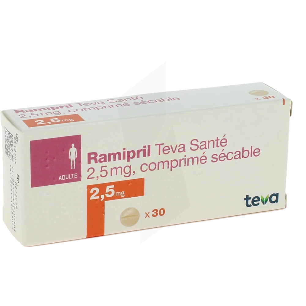 Ramipril Teva Sante 2,5 Mg, Comprimé Sécable