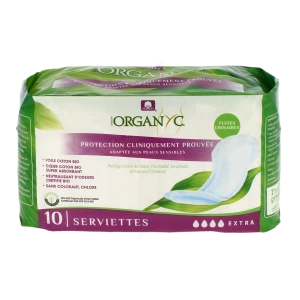 Organyc Fuites Urinaires Serviette Jetable Coton Bio Extra Sachet/10