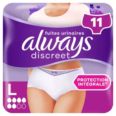 Always Discreet Culottes Fuites Urinaires Protection Intégrale Taille L Sachet/11 à CAYENNE
