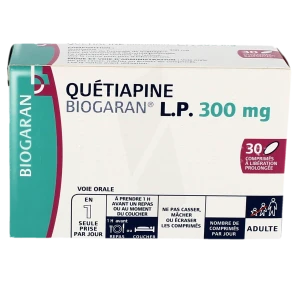 Quetiapine Biogaran Lp 300 Mg, Comprimé à Libération Prolongée