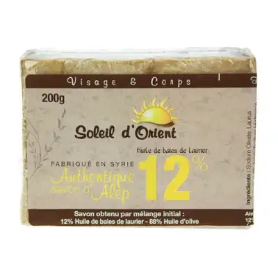 Savon D'alep Soleil D'orient 12% - Pain De 200g à Bordeaux