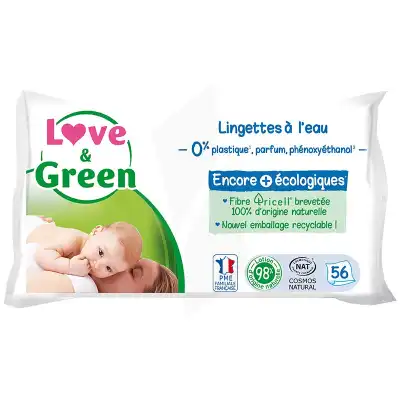 Love & Green Lingettes écologiques à L'eau Paquet/56 à Le havre