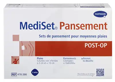 Mediset® Set De Pansement Post Op Avec Coupe-fil Pour Moyennes Plaies - Boîte De 3 Soins à ODOS