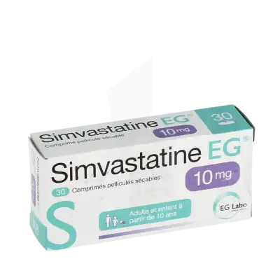Simvastatine Eg 10 Mg, Comprimé Pelliculé Sécable à Auterive