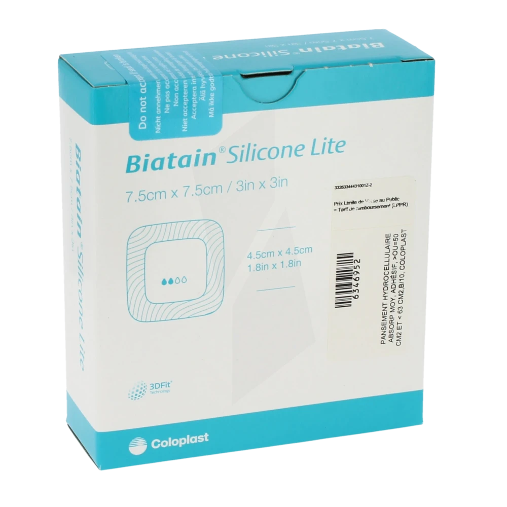 Biatain Silicone Lite Pansements Hydrocellulaire Alvéolé 7,5x7,5cm B/10