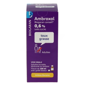 Ambroxol Biogaran Conseil 0,6 % Sans Sucre, Solution Buvable édulcorée Au Sorbitol
