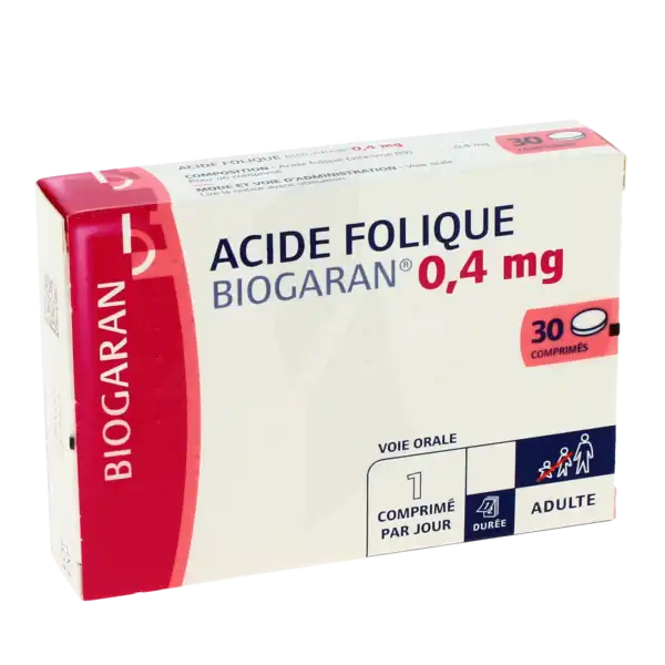 Acide Folique Biogaran 0,4 Mg, Comprimé