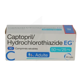 Captopril/hydrochlorothiazide Eg 50 Mg/25 Mg, Comprimé Sécable