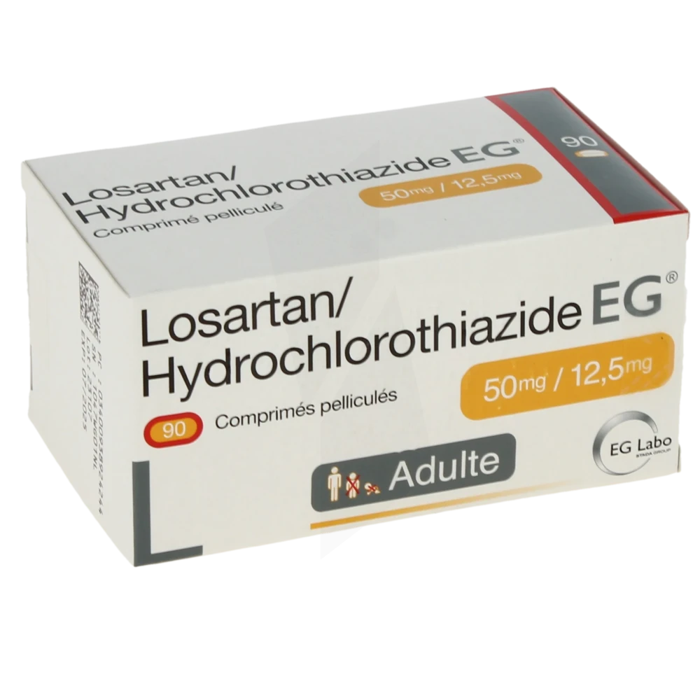 Losartan/hydrochlorothiazide Eg 50 Mg/12,5 Mg, Comprimé Pelliculé