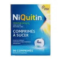 NIQUITIN MENTHE DOUCE 4 mg SANS SUCRE, comprimé à sucer édulcoré à l'aspartam