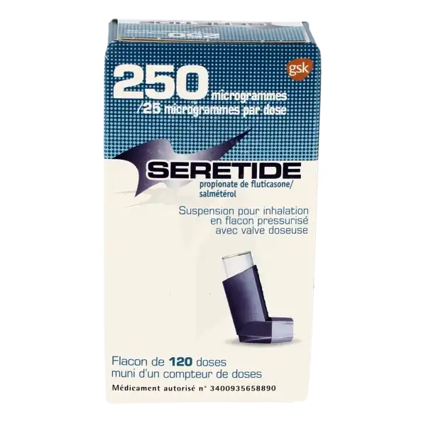 Seretide 250 Microgrammes/25 Microgrammes/dose, Suspension Pour Inhalation En Flacon Pressurisé Avec Valve Doseuse