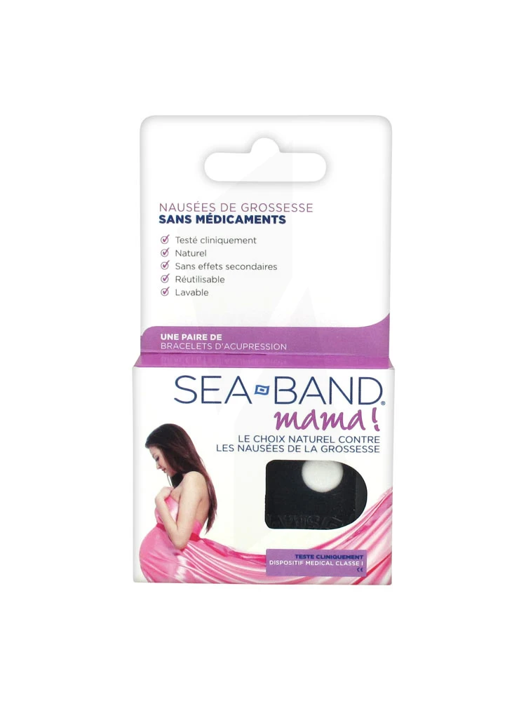 Sea-Band Adulte Bracelet Anti-Nausées Noir 2 unités