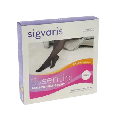 Sigvaris Essentiel Semi-transparent Bas Auto-fixants  Femme Classe 2 Épice Large Normal à Sens