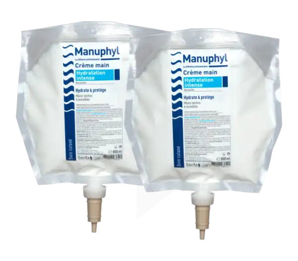 Manuphyl® Hydratation Intense Crème Main Hydratante Et Protectrice Lot De 2 Poches 800ml Pour Distributeur Mural Soribag