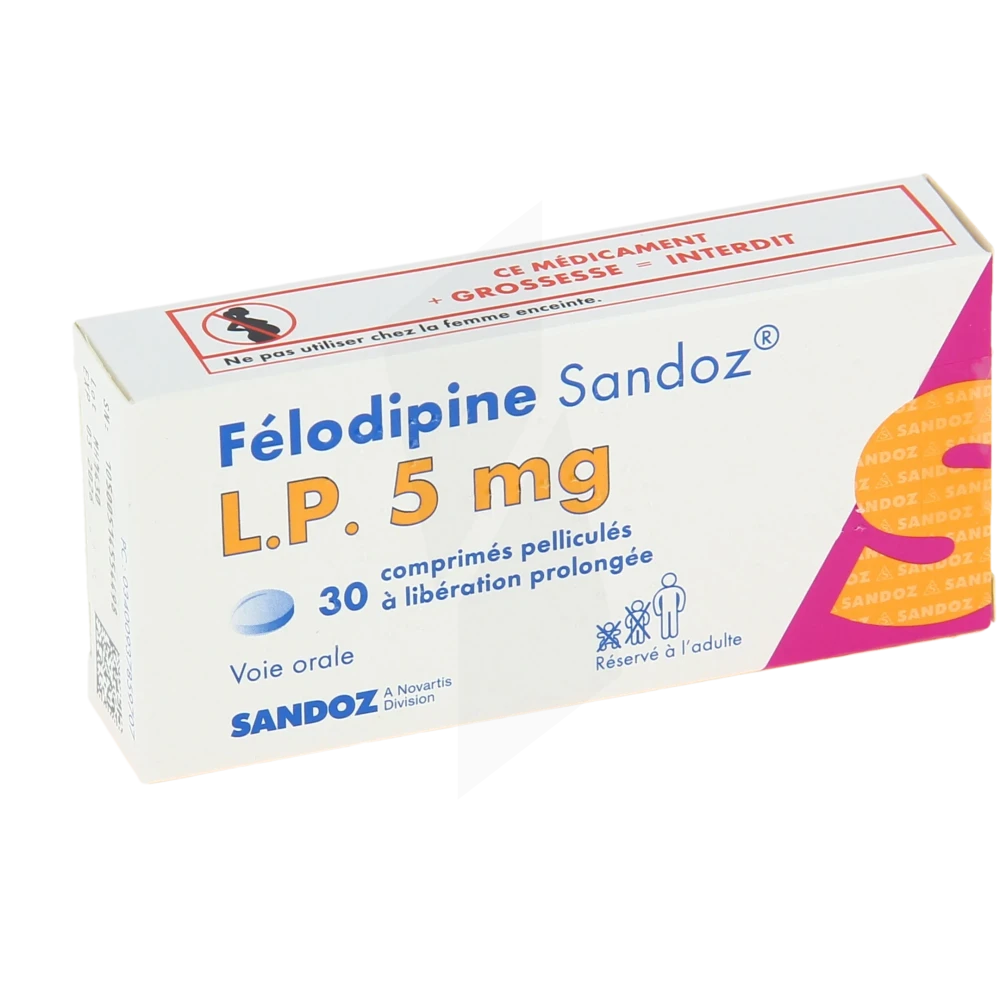 Felodipine Sandoz L.p. 5 Mg, Comprimé Pelliculé à Libération Prolongée