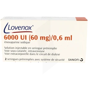 Lovenox 6 000 Ui (60 Mg)/0,6 Ml, Solution Injectable En Seringue Préremplie