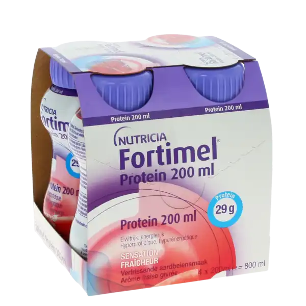 Fortimel Protein Sensation Fraîcheur Nutriment Fraise Givrée 4 Bouteilles/200ml