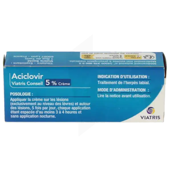 Aciclovir Viatris Conseil 5 %, Crème