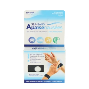 Sea-band Bracelet Anti-nausées Adulte Noir