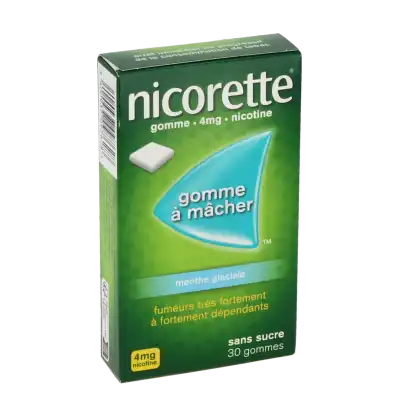 Nicorette Menthe Glaciale 4 Mg Sans Sucre, Gomme à Mâcher Médicamenteuse édulcorée Au Xylitol Et à L'acésulfame Potassique à MIRANDE