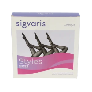 Sigvaris Styles Motifs Carreaux Bas Auto-fixants Classe 2 Femme Noir Long M