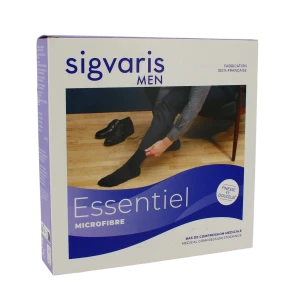 Sigvaris Essentiel Urban Microfibre Bas Auto-fixants Morpho- Classe 2 Homme Noir Normal S