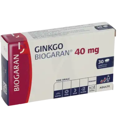 GINKGO BIOGARAN 40 mg, comprimé pelliculé