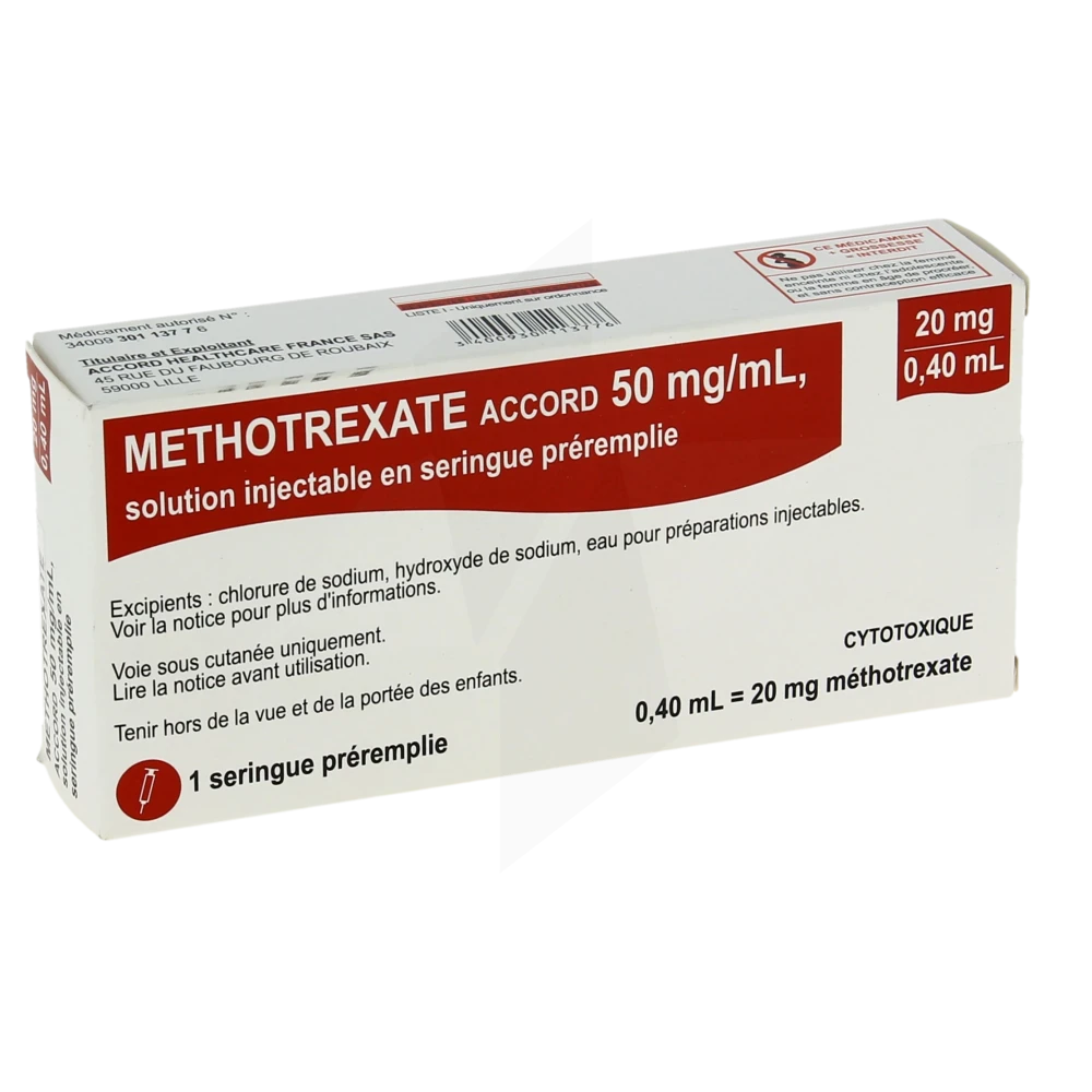 Methotrexate Accord 50 Mg/ml, Solution Injectable En Seringue Préremplie