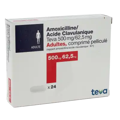 Amoxicilline/acide Clavulanique Teva 500 Mg/62,5 Mg Adultes, Comprimé Pelliculé (rapport Amoxicilline/acide Clavulanique : 8/1) à Abbeville