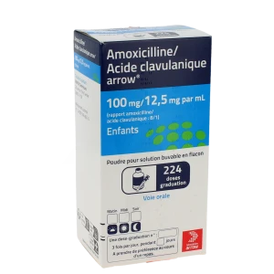 Amoxicilline Acide Clavulanique Arrow 100 Mg/12,5 Mg Par Ml Enfants, Poudre Pour Suspension Buvable En Flacon (rapport Amoxicilline/acide Clavulanique : 8/1)