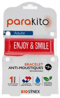 Parakito Good Vibes Bracelet Rechargeable Anti-moustique Adulte Rouge B/2 à VILLENAVE D'ORNON