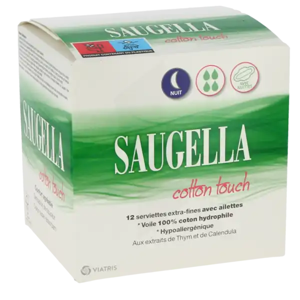Saugella Cotton Touch Serviette Périodique Avec Ailettes Nuit B/12