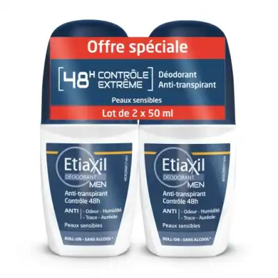 Etiaxil Men Déodorant Anti-transpirant Contrôle 48h 2roll-on/50ml à SENNECEY-LÈS-DIJON