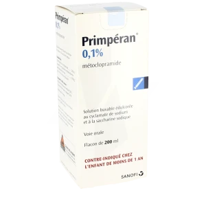 Primperan 0,1 %, Solution Buvable édulcorée Au Cyclamate De Sodium Et à La Saccharine Sodique