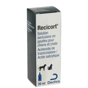 Recicort Solution Auriculaire En Gouttes Pour Chiens Et Chats, Solution Auriculaire En Gouttes