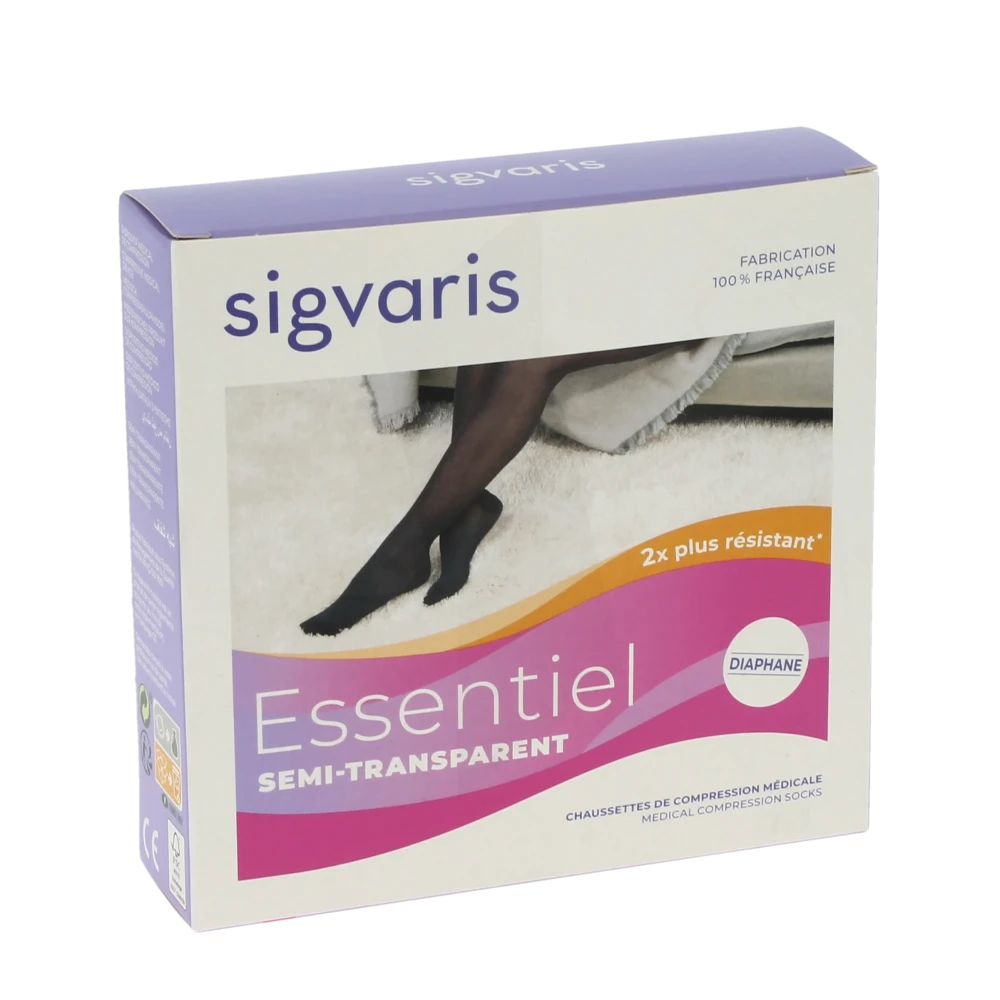 Sigvaris Essentiel Semi-transparent Chaussettes  Femme Classe 2 Noir Large Normal