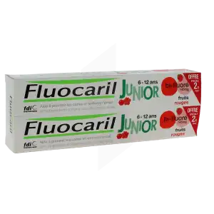 Fluocaril Junior Dentifrice Fruits Rouges 6-12ans 2t/75ml à Bordeaux