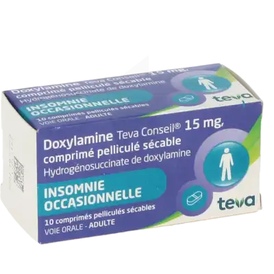 DOXYLAMINE TEVA CONSEIL 15 mg, comprimé pelliculé sécable