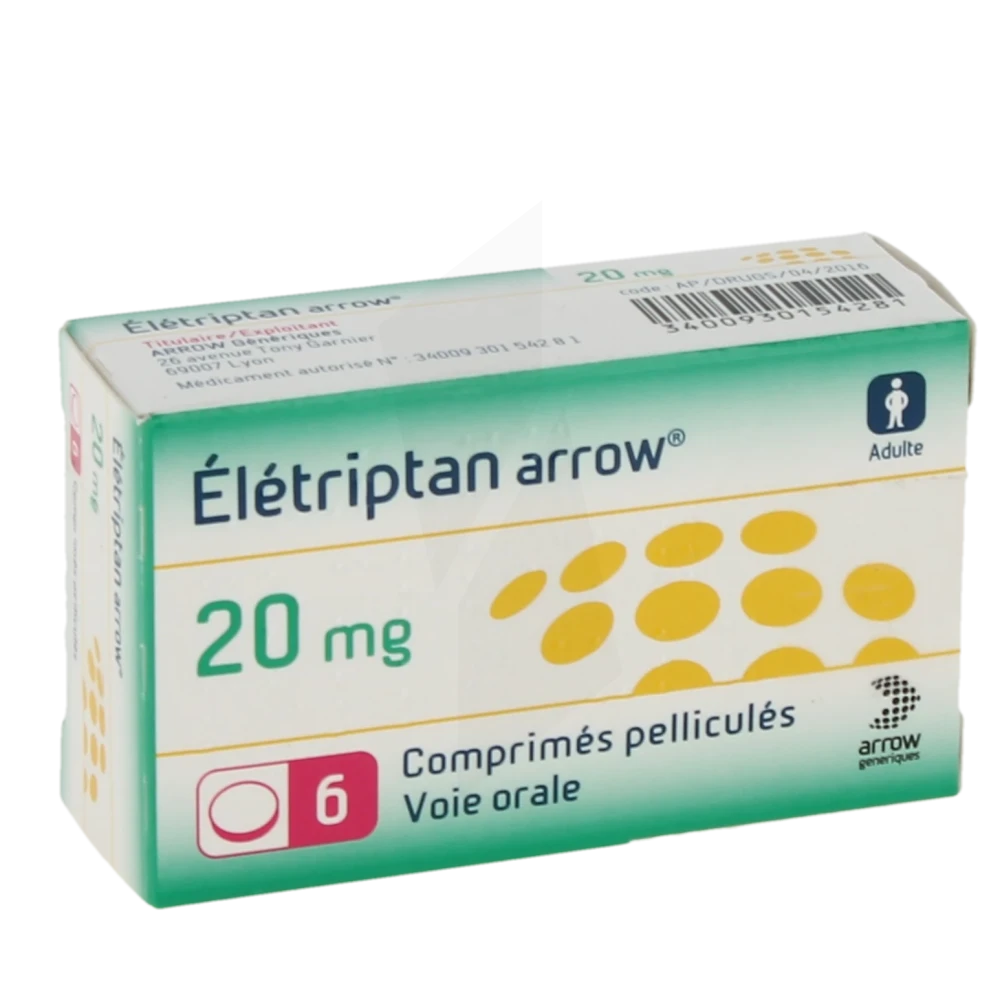 Eletriptan Arrow 20 Mg, Comprimé Pelliculé