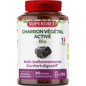 Superdiet Charbon Végétal Activé Bio Gélules B/120