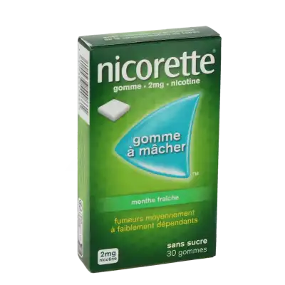 Nicorette Menthe Fraiche 2 Mg Sans Sucre, Gomme à Mâcher Médicamenteuse édulcorée Au Xylitol Et à L'acésulfame Potassique à Paris