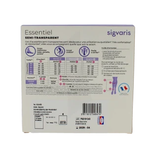 Sigvaris Essentiel Diaphane Semi-transparent Chaussette Classe 2 Femme Noir Normal Xxl